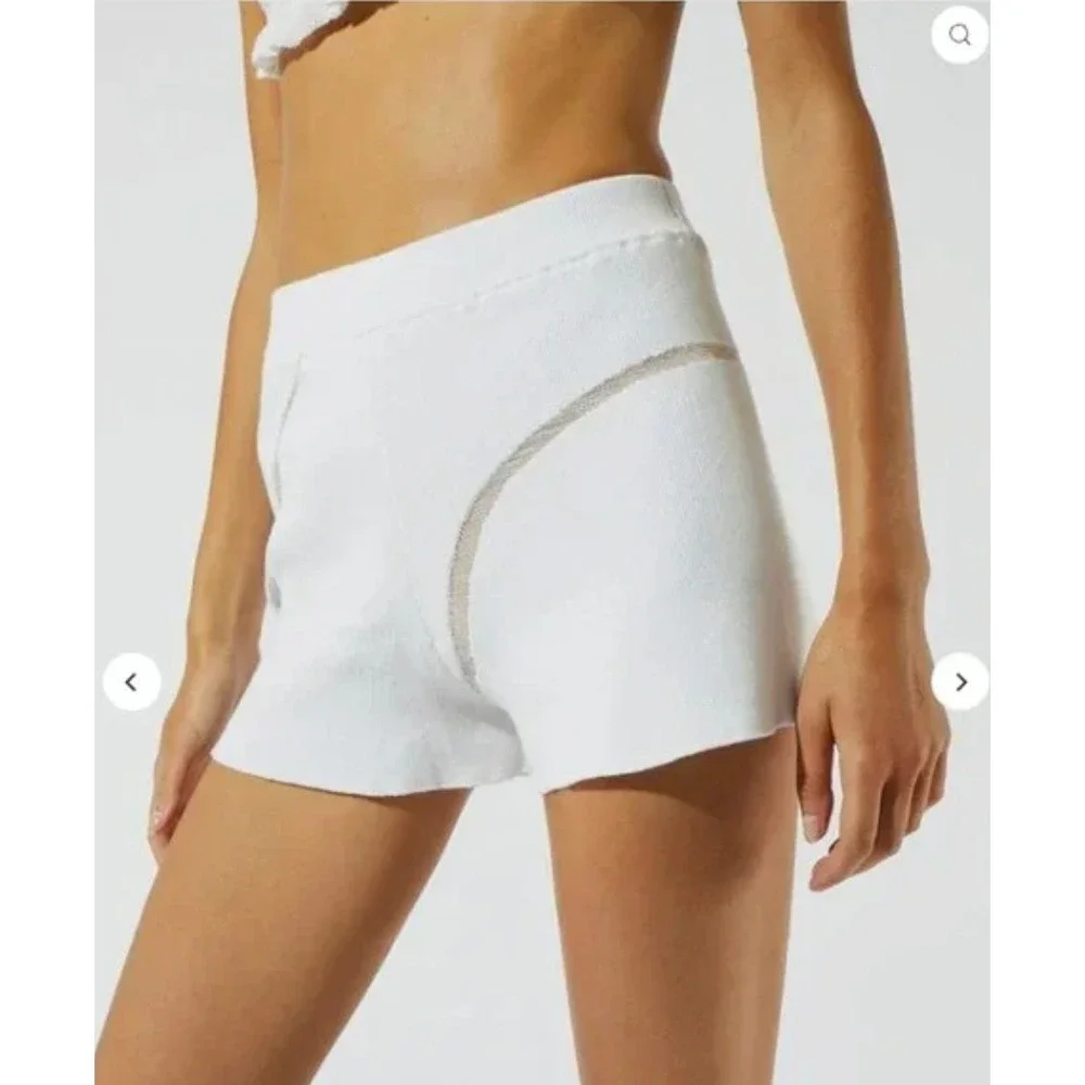 Solid & Striped Charlie Short White Ribbed Knit High‎ Waisted Size Small $175
